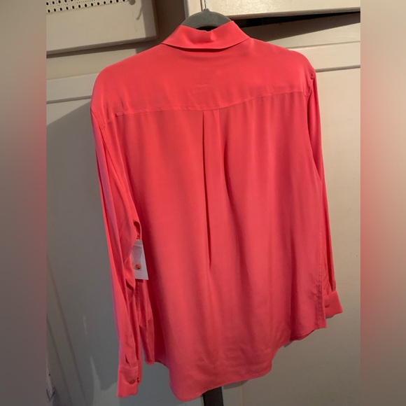 NWT Equipment Signature-style 100% Silk Neon Orange button up blouse - Picture 2 of 4